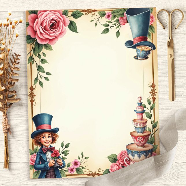 Alice Mad Hatter Tea Tea Tea Tea ups Papier (Créateur téléchargé)