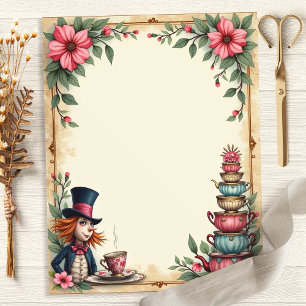 Alice Mad Hatter Theekop Stack Scrapbook Papier