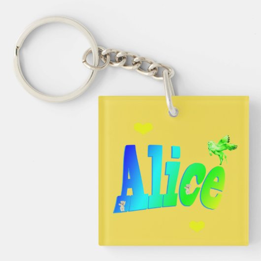 Alice, meisjesnaam Logo met hart, Sleutelhanger (voorkant)