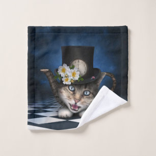 Alice merveilleuse au thé avec un chat dans une ta