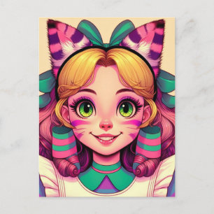 Alice met Cheshire Cat oren Briefkaart