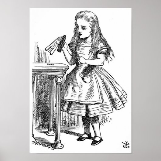 Alice met de fles "Drink me" Poster (Voorkant)