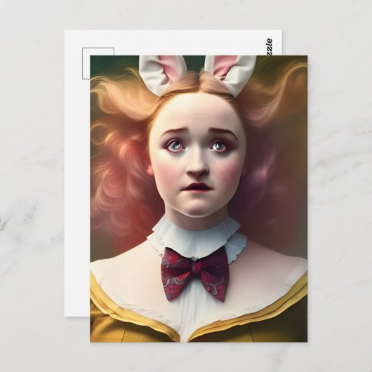 Alice met de witte konijnenaar briefkaart (Voorkant / Achterkant)
