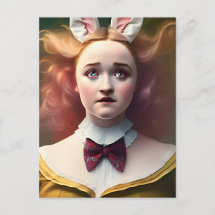 Alice met de witte konijnenaar briefkaart