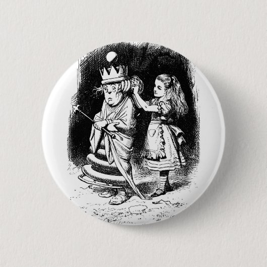Alice met de witte koningin ronde button 5,7 cm (Voorkant)