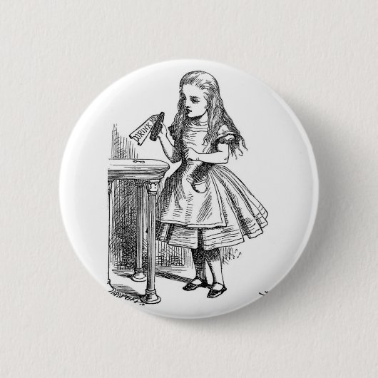 Alice met 'Drink me' fles Ronde Button 5,7 Cm (Voorkant)