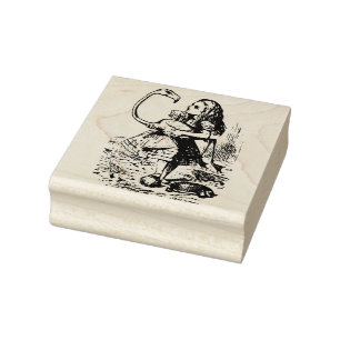 Alice met een flamingo 	rubberstempel