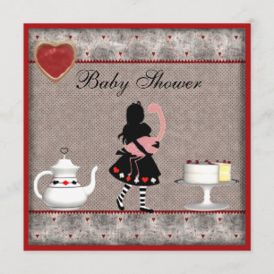 Alice met Flamingo Baby shower Tea Party nodigt ui Kaart