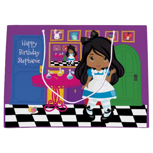 Alice multiculturelle - Buvez-Moi Grand Sac Cadeau (Devant)