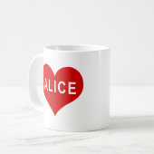 ALICE NAAM Rood Liefde Hart Koffiemok (Voorkant links)