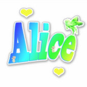 Alice Name Logo met Unicorn, Sticker (Voorkant)