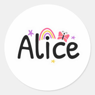 Alice noemt een schattig ontwerp ronde sticker
