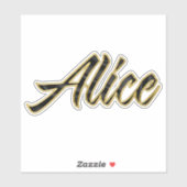 Alice noir or lettrage Autocollant Sticker (Feuille)