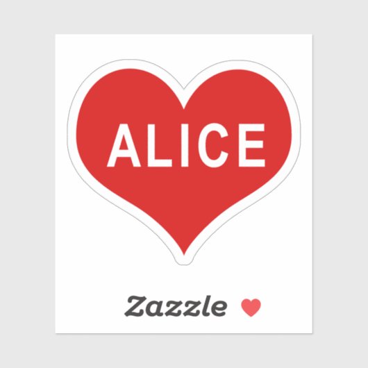 ALICE NOM Red Love Heart Vinyl Sticker (Feuille)