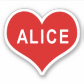 ALICE NOM Red Love Heart Vinyl Sticker (Devant)