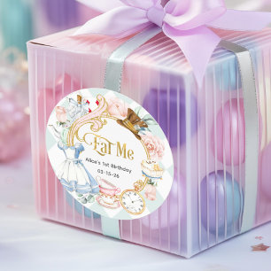 Alice Onderland, eet me op, verjaardag Ronde Sticker