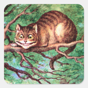 Alice ontmoet de Cheshire Cat in Wonderland Vierkante Sticker