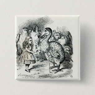 Alice ontmoet de Dodo Vierkante Button 5,1 Cm