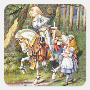 Alice ontmoet de Witte Ridder in Wonderland Vierkante Sticker