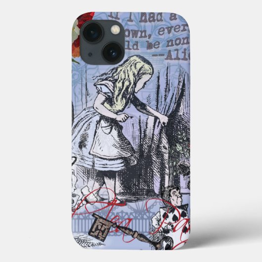 Alice onzin gordijn wonderland - Blauw Case-Mate iPhone Case (Achterkant)