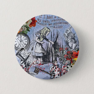 Alice onzin gordijn wonderland - Blauw Ronde Button 5,7 Cm
