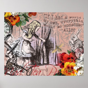 alice onzin wonderland gordijn poster