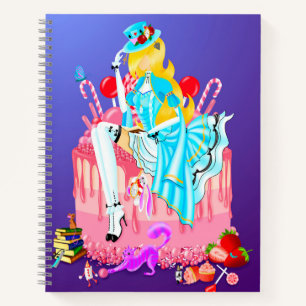 Alice op verjaardagstaart wonderland notitieboek