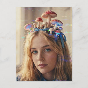 Alice Paddenstoelen op haar Hoofd Glitch Briefkaart