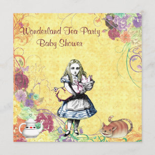 Alice & Pig Baby Wonderland Tea Party Baby shower Kaart