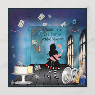 Alice & Pink Flamingo Wonderland Vrijgezellenfeest Kaart