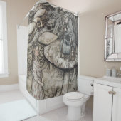 Alice praat met de rups douchegordijn (In situ)