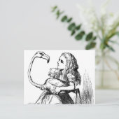 Alice probeert croquet te spelen met een flamingo briefkaart (Staand voorkant)