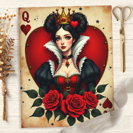 Alice Queen Of Hearts Speelt Kaart Scrapbook Paper