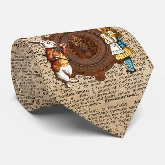 Alice & Rabbit  Dictionary Art Stropdas (Opgerold)