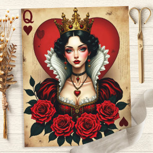 Alice Reine de Coeur Roses Papier Scrapbook