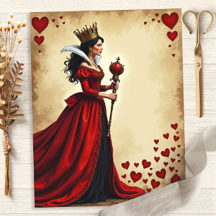Alice Reine de Coeur Sceptre Rouge Papier Scrapboo