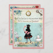 Alice & Roze Flamingo Graduation Party Kaart (Voorkant / Achterkant)