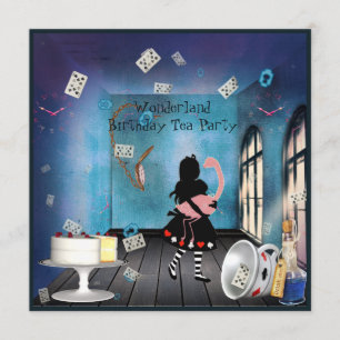 Alice & Roze Flamingo Wonderland Birthday Party Kaart