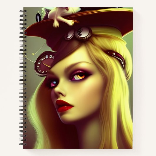 Alice Steampunk AI Généré Carnet Spiral (Devant)