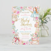 Alice Tea Party Baby shower Invitation (Debout devant)