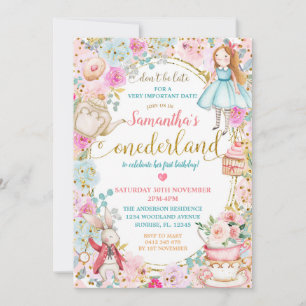 Alice Tea Party eerste verjaardag grillige uitnodi Kaart