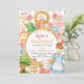 Alice Tea Party Wonderland Anniversaire Invitation (Debout devant)