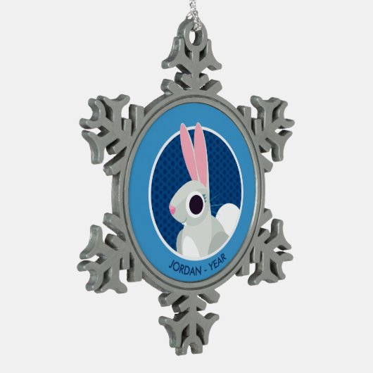 Alice the Rabbit Tin Sneeuwvlok Ornament (Links)