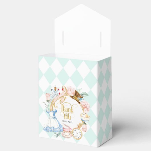 Alice theefeestje wonderland verjaardag paarse gun bedankdoosjes (Geopend)
