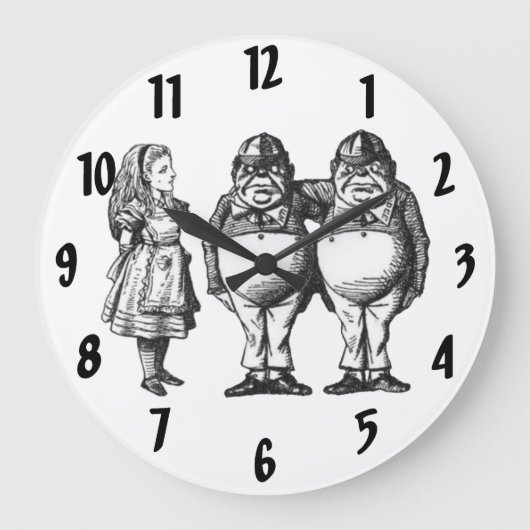 Alice, Tweedle Dee et Tweedle Dum Horloge murale (Recto)