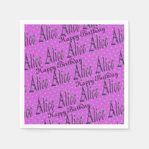 Alice, Verjaardag, Roze Feestservetjes. Servetten