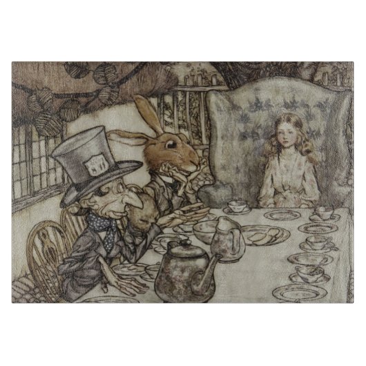 Alice Verjaardags Onverjaardagsfeest Konijn Hoeden Snijplank (Voorkant)
