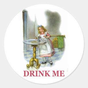 Alice vond een sleutel van een fles met de tekst " ronde sticker