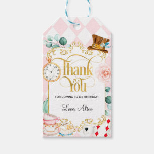 Alice vraagt zich af of het gekke hatter theefeest cadeaulabel