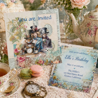 Alice Whimsical Theepartij Vintage Verhaalboek Kaart